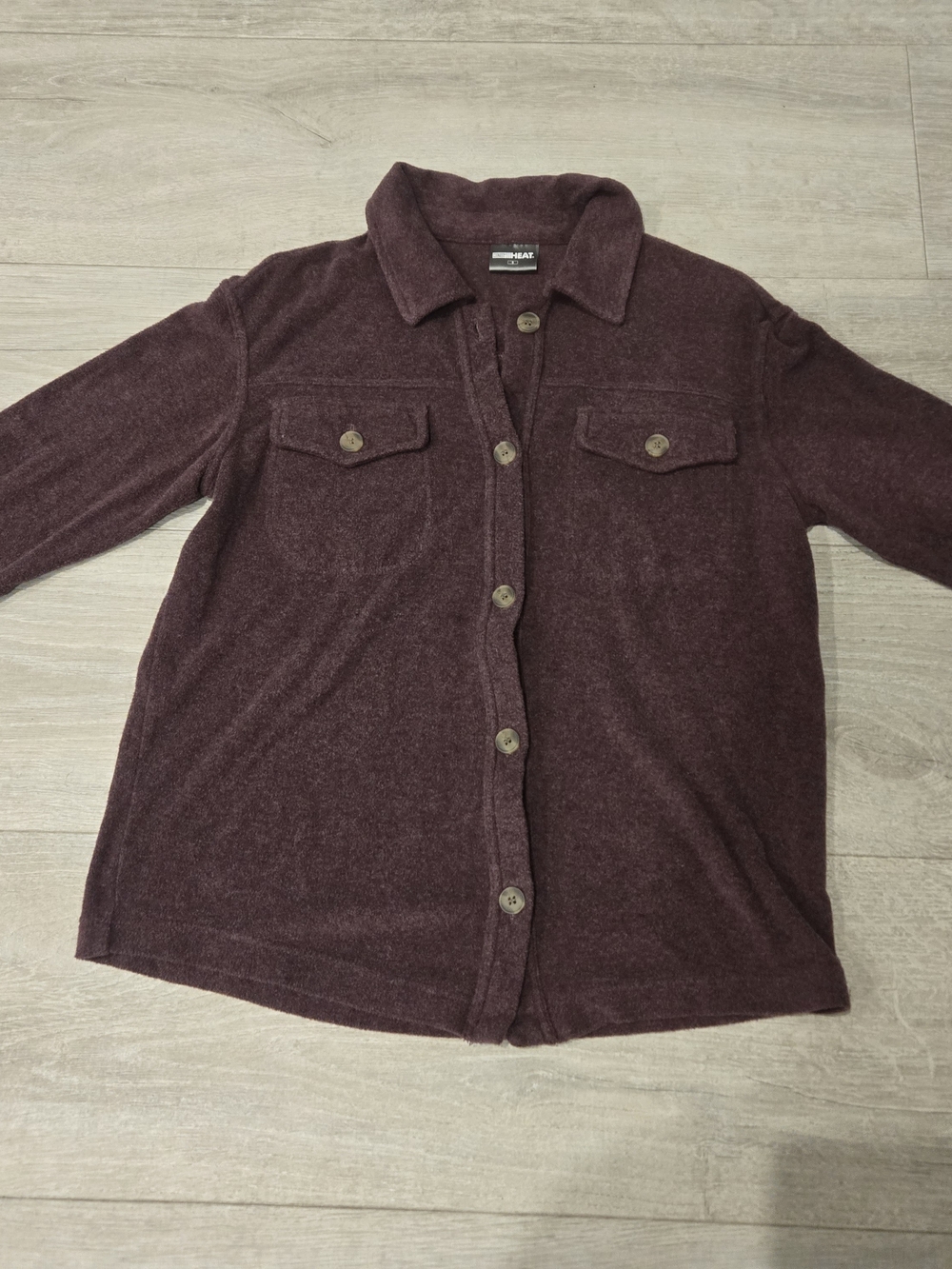 32 Degrees Button-Front Shacket in Dark Wine